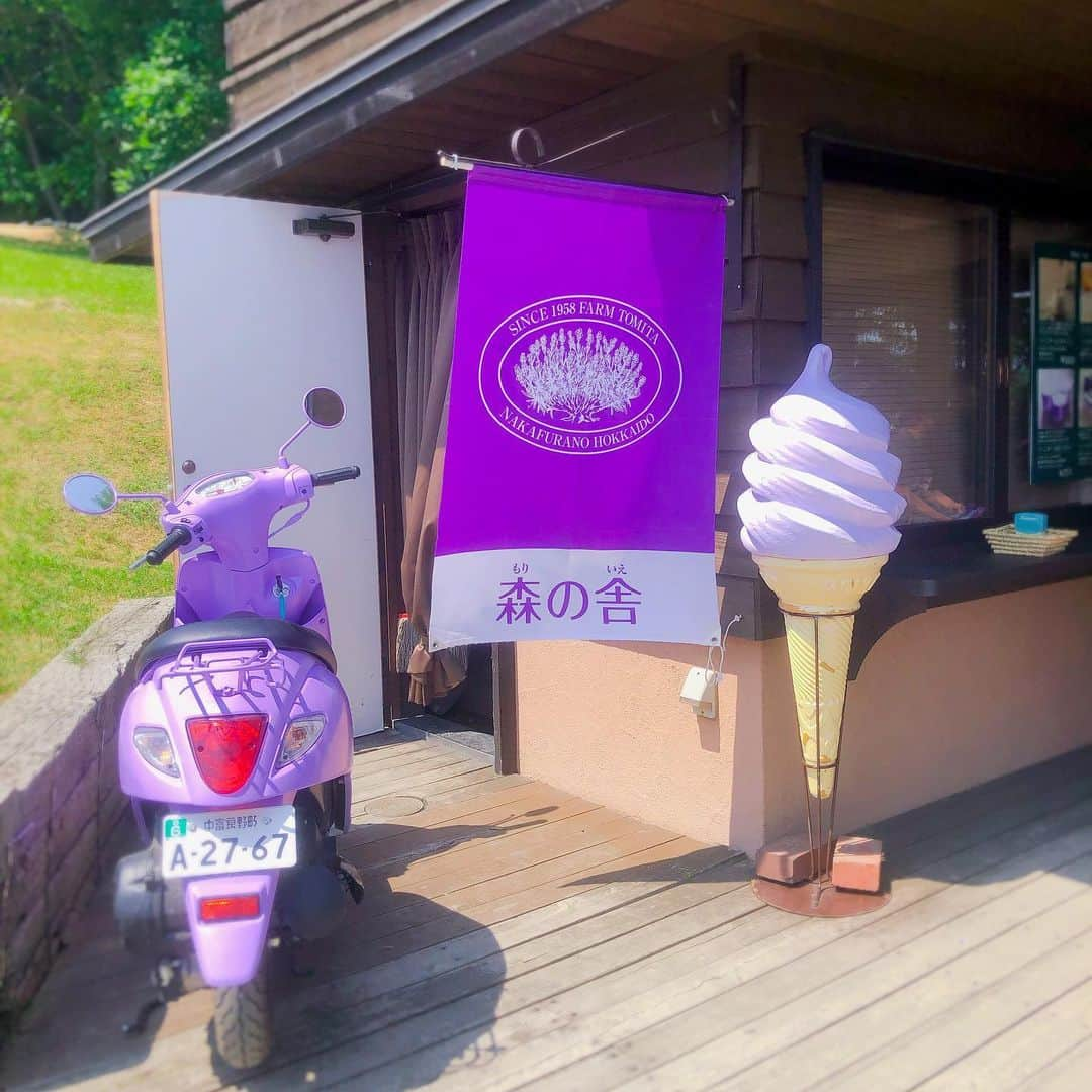 勝田梨乃のインスタグラム：「﻿ ラベンダー畑でラベンダーアイス🍨💜🐼」