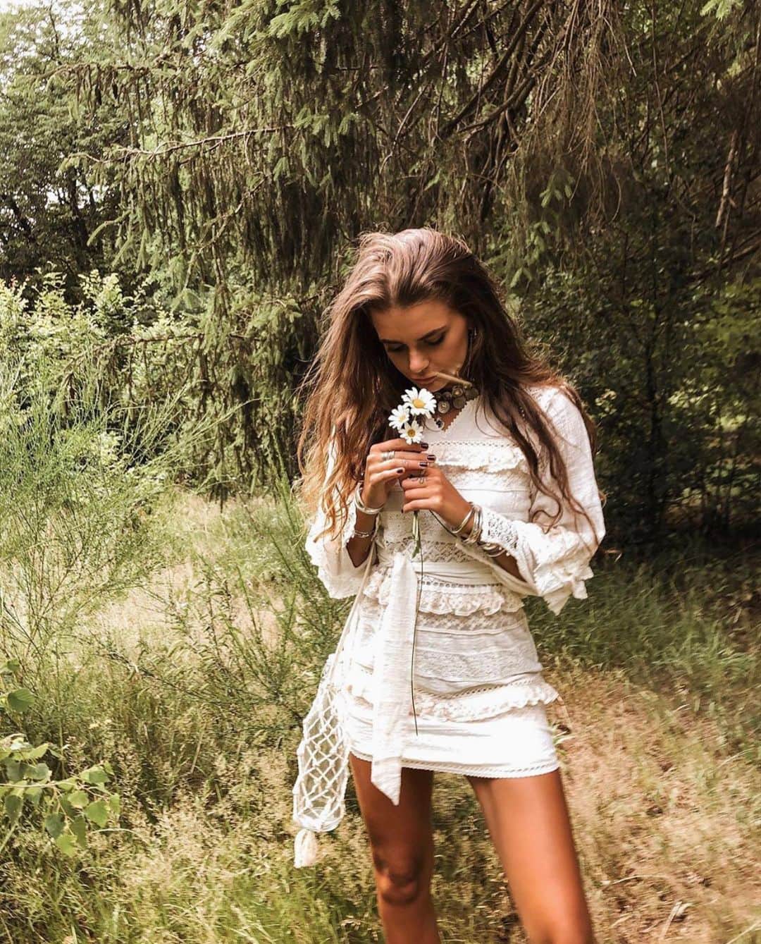 SPELLさんのインスタグラム写真 - (SPELLInstagram)「Taking our Suki Mini Party Dress into nature with babe’n @salome 🍃🌾」7月12日 12時25分 - spell
