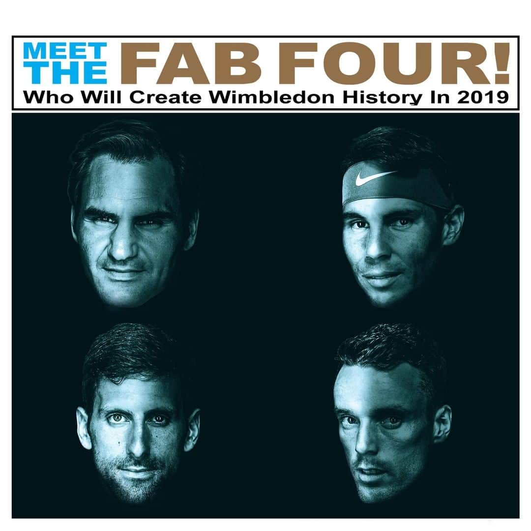 ATP World Tourさんのインスタグラム写真 - (ATP World TourInstagram)「It’s time for the Fab Four to hit Wimbledon’s biggest stage 🥁 🙌  #Wimbledon #ATPTour #Nadal #Federer #Djokovic #Agut」7月12日 17時00分 - atptour