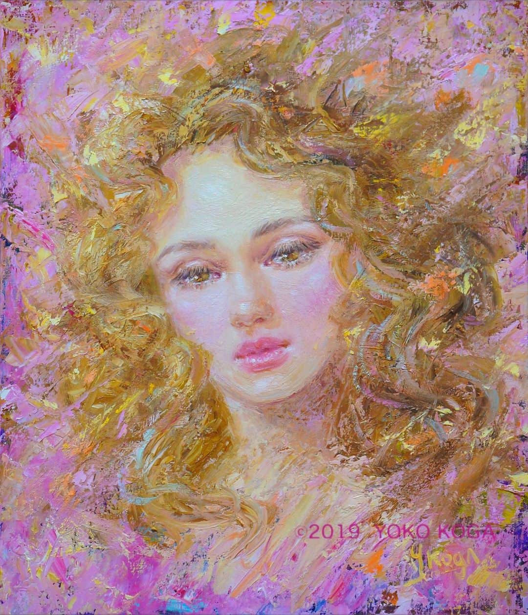 古賀陽子のインスタグラム：「“Element Ⅰ” 2019, oil on canvas, 53cm×45.5cm F10号  #人物画 #絵 #アート #ギャラリー #画家 #油絵 #カラー #portrait #figurepainting #figure #gallery #artist #portraitartist #painting #art #artwork #oilpainting #artstagram #instapainting #instajapan #instaart #instaartist #exhibition #exhibit #girl #color #beauty #アート好きな人と繋がりたい #古賀陽子 #yokokoga」