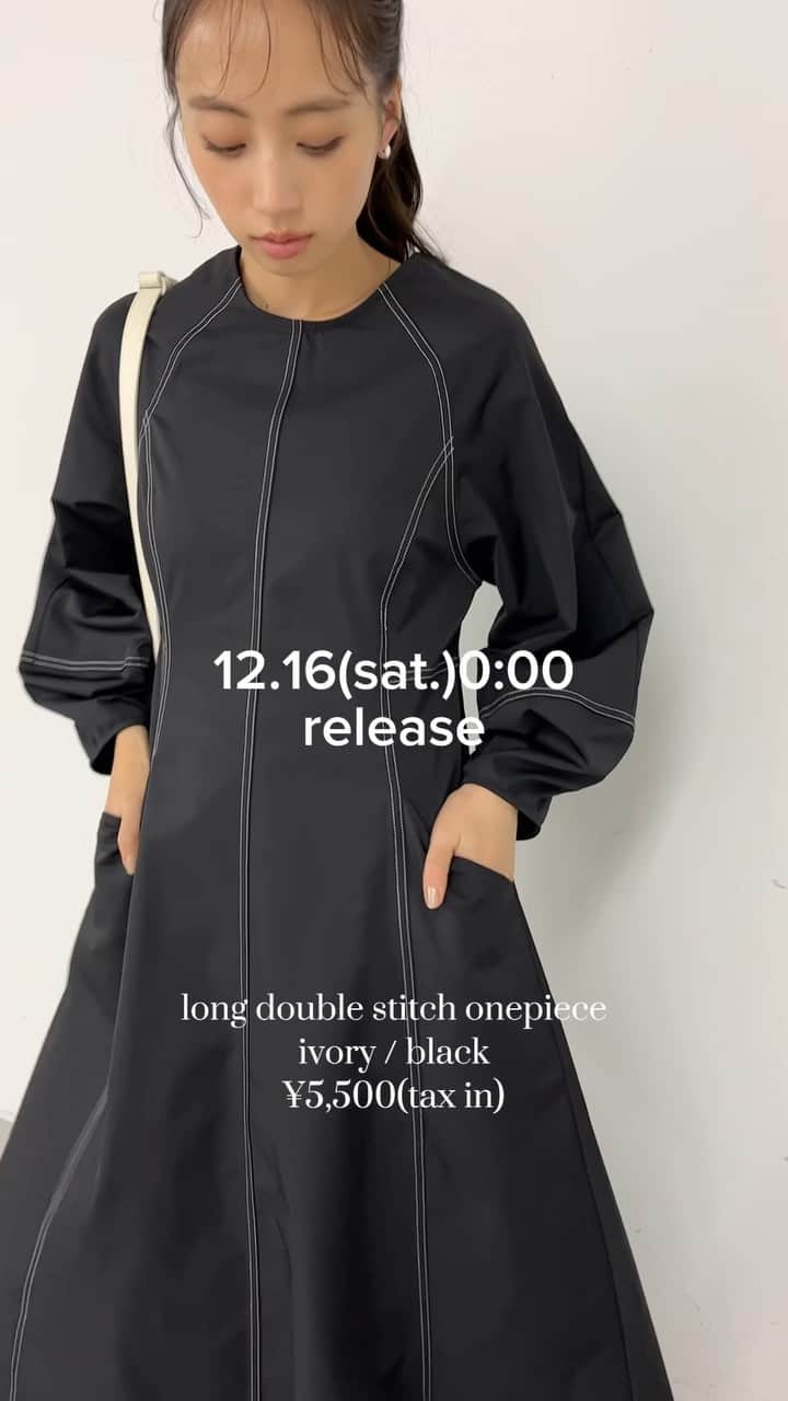 Vannie Officialのインスタグラム：「long double stitch onepiece ivory / black ¥5,500(tax in)  ︎︎ #vannie_u #ヴァニーユー」