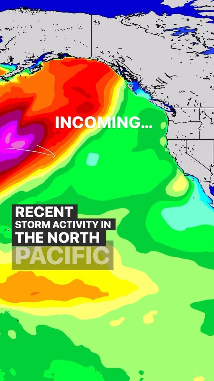 surflineのインスタグラム：「Storms in Gulf of Alaska and off the coast generate days of waves; local conditions favorable for most. Click the link in story for more details courtesy of @xcelwetsuits.」