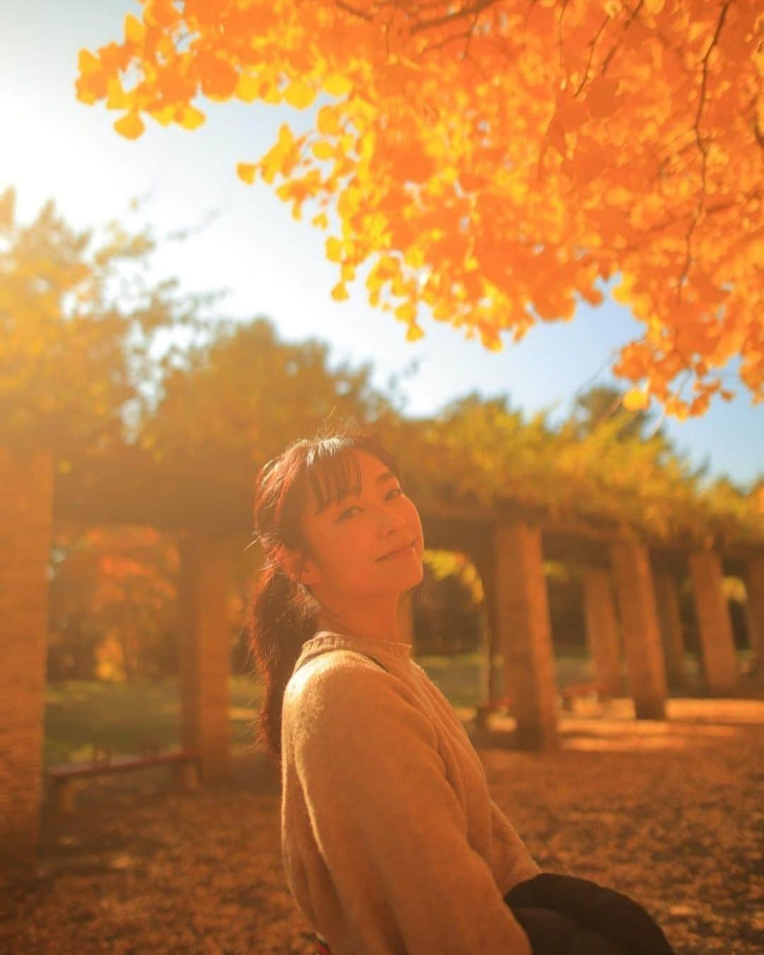 佐河ゆいのインスタグラム：「紅葉🍁その1 @昭和記念公園　  初の昭和記念公園 銀杏並木が最高👌 タイミング抜群すぎて激混みだったけどいい写真撮れた😆  #portrait_shots #ポートレート撮影 #good_portraits_world #lovers_nippon_portrait #portrait_shot　#紅葉 #紅葉スポット  #nature #写真好きな人と繋がりたい #followｍe」