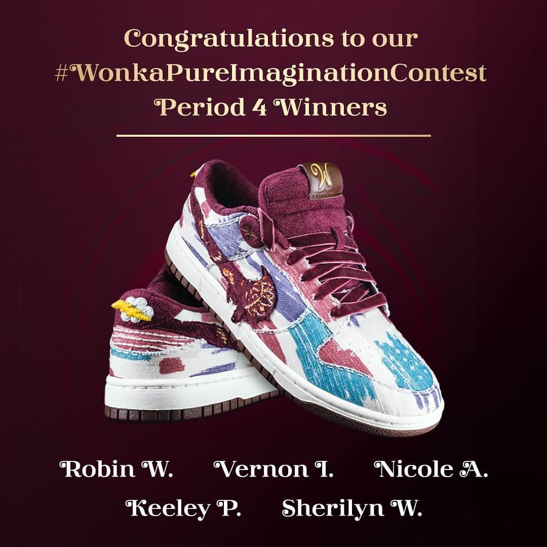 Warner Bros. Picturesのインスタグラム：「Congratulations to our #WonkaPureImaginationContest Period 4 Winners! 🍫✨  Robin W. - @Robinwray - Guilford IN Vernon I. - @desert.light.co - Las Cruces, NM Nicole A. - @Nxcole_30 - Pleasant Hill, CA Keeley P. - @benedetta.archive - Stevenson Ranch, CA Sherilyn W. - @sheri_wilson_ - Titusville, PA」