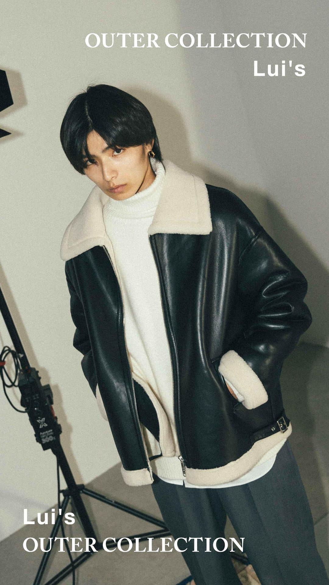 Lui's Lui's official instagramのインスタグラム：「recommend item  □ Faux shearling BIG jacket / ¥53,900  【デザイン】 オーバーサイズなシルエットのこちらのフェイクムートンBIGジャケット。 通常のムートンブルゾンよりも身幅と着丈を広くとっているので、ざっくりと大きく着て頂けます。 方が落ちているドロップショルダー仕様で、衿と裾には白のボアを配置。 袖は折り返して、白の幅を調節頂けます。 フロントにはフラシのポケットを配置し、裾の横にはアジャスターを配置し、ヴィンテージのムートンジャケットの仕様を再現。 昔のディテールを踏襲し、今風にサイズ感と見た目をアップデートしたムートンジャケットです。  #ジャケットコーデ #ムートンコート #ムートンジャケット #冬コーデ #アウターコーデ #メンズファッション #メンズコーデ #きれいめファッション」