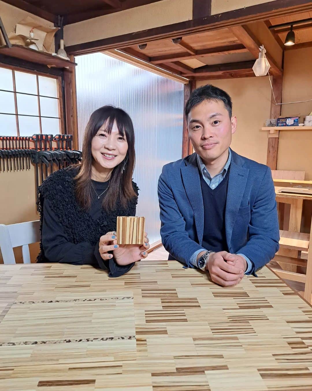谷口キヨコのインスタグラム：「お二人目は竹の箸を使った家具を製造する村上さん‼️目のつけところが素晴らしいですね🎵」