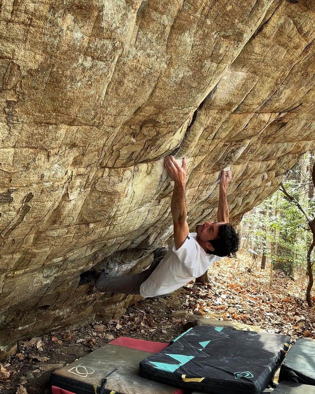 ポール・ロビンソンのインスタグラム：「One of the best in the south, “wookie charms,” V12/8A+. Grateful for the amazing weather good people and awesome sends I was able to have while on my short trip to Chattanooga. Board comp tonight, some on our to support if you are in the area! #bouldering」