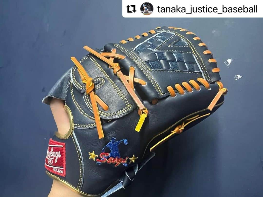 Rawlings Japanのインスタグラム：「#Repost @tanaka_justice_baseball with @use.repost ・・・ #new  #グローブ #rawlings  #ありがとうございます #かっこいい #ローリングス  #Teamrawlings  @rawlings_japan_llc」