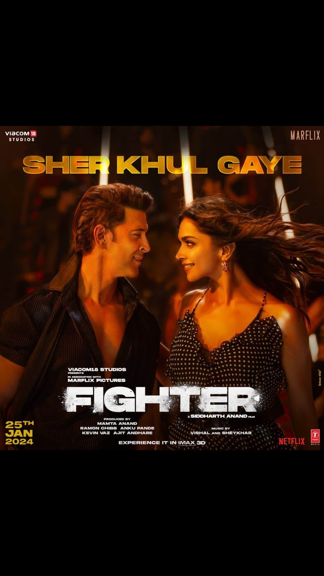 リティク・ローシャンのインスタグラム：「Starting the party without us? You have to be JOKING!   #SherKhulGaye OUT NOW. Full Song on YouTube. (Link in Bio)  #Fighter #FighterOn25thJan  @vishaldadlani @shekharravjiani @bennydayalofficial @shilparao @kumaarofficial @boscomartis @caesar2373 @deepikapadukone @anilskapoor @s1danand #KevinVaz @ajit_andhare @mamtaanand10_10 @ramonchibb @ankupande @iamksgofficial @akshay0beroi @viacom18studios @marflix_pictures @tseries.official #FighterMovie」