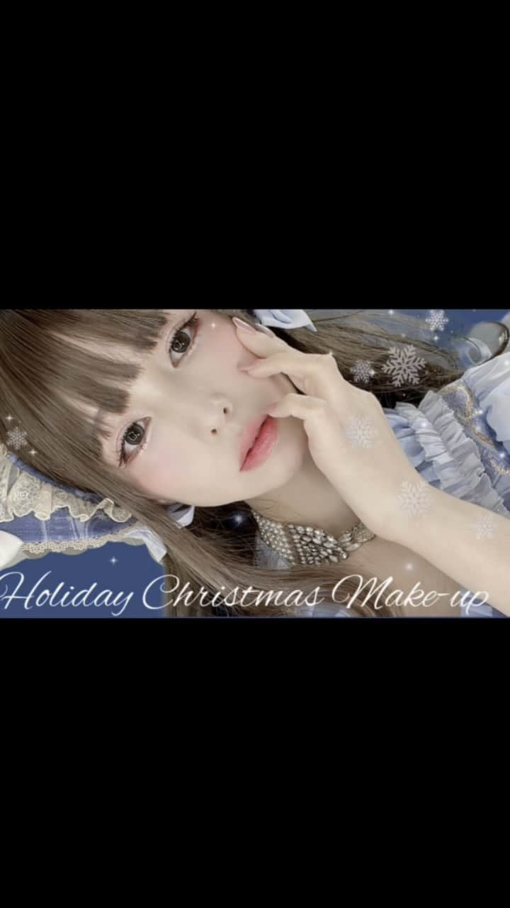 皆方由衣のインスタグラム：「#クリスマスメイク #キラキラメイク #lolitamakeup #ロリータメイク YouTubeで紹介しています♡」