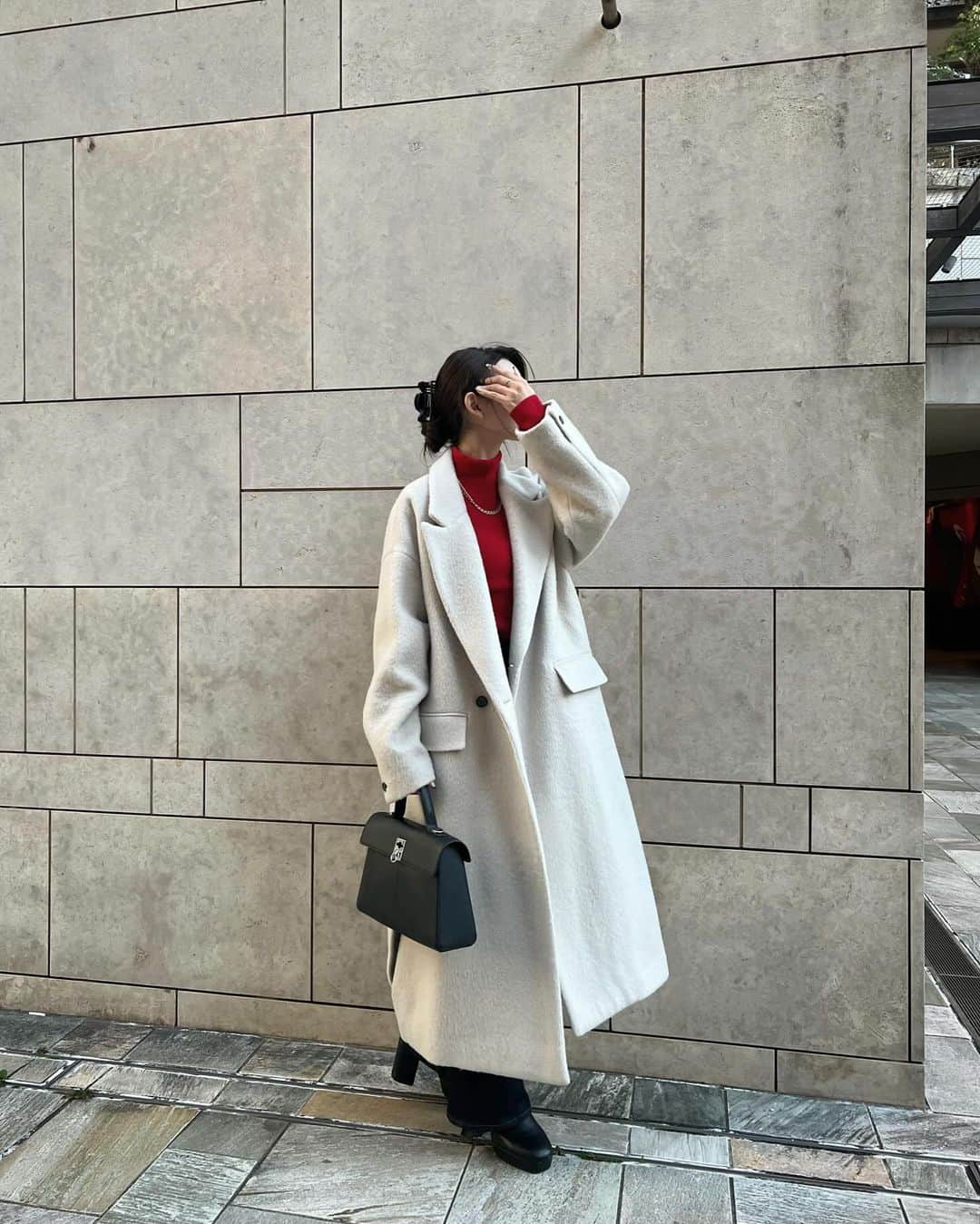 池田有里紗のインスタグラム：「ootd.  red × ivory の組み合わせが好き🤍  #ootd #ars_ootd」