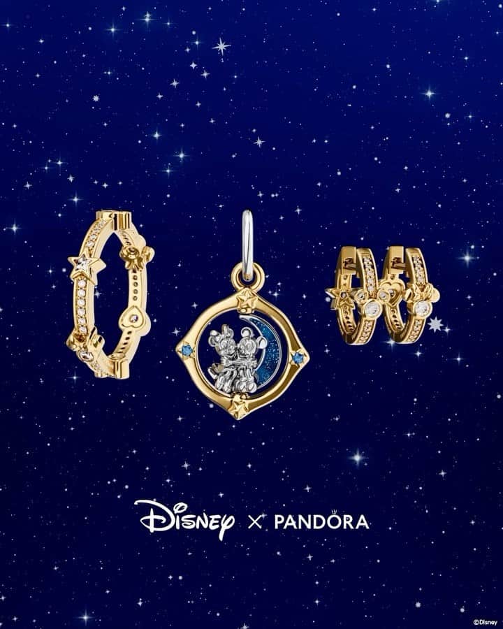 PANDORAのインスタグラム：「Sprinkle some stardust on your holidays with these new Disney styles. ✨ #DisneyxPandora #PandoraCharm #PandoraRing #PandoraEarrings」