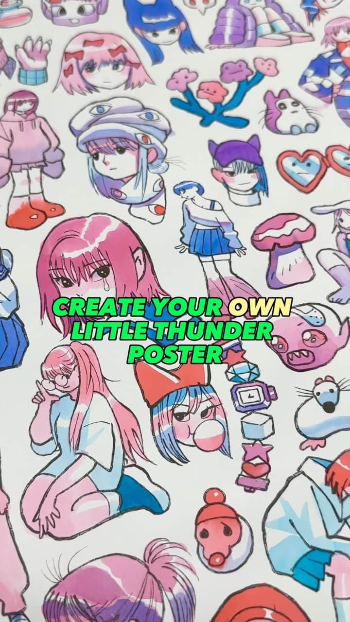 門小雷のインスタグラム：「My 1st COLORING POSTER for you! 🖍️  Download and print in ANY size.  Make it colorful with your favorite colored pencils, watercolors, markers, ink, crayons, coffee, beetroot… or paint it digitally. Get creative and make your own version of the LITTLE THUNDER POSTER⚡️  Feel free to print MORE copies and share them with your loved ones. Paint together during the holidays. Let’s see who can come up with the most creative design. Don’t forget to tag me and share your artwork!  And of course, If you prefer to keep it ORIGINAL, simply print it as a poster.   ⚠️LIMITED-TIME DOWNLOAD for one month⚠️ Post will be removed on JAN16.  Download it before it’s gone 🥲 LINK IN BIO. Thanks for supporting 🩶  File size : 7000 x 4950 px (JPEG) Recommend print size : A2」