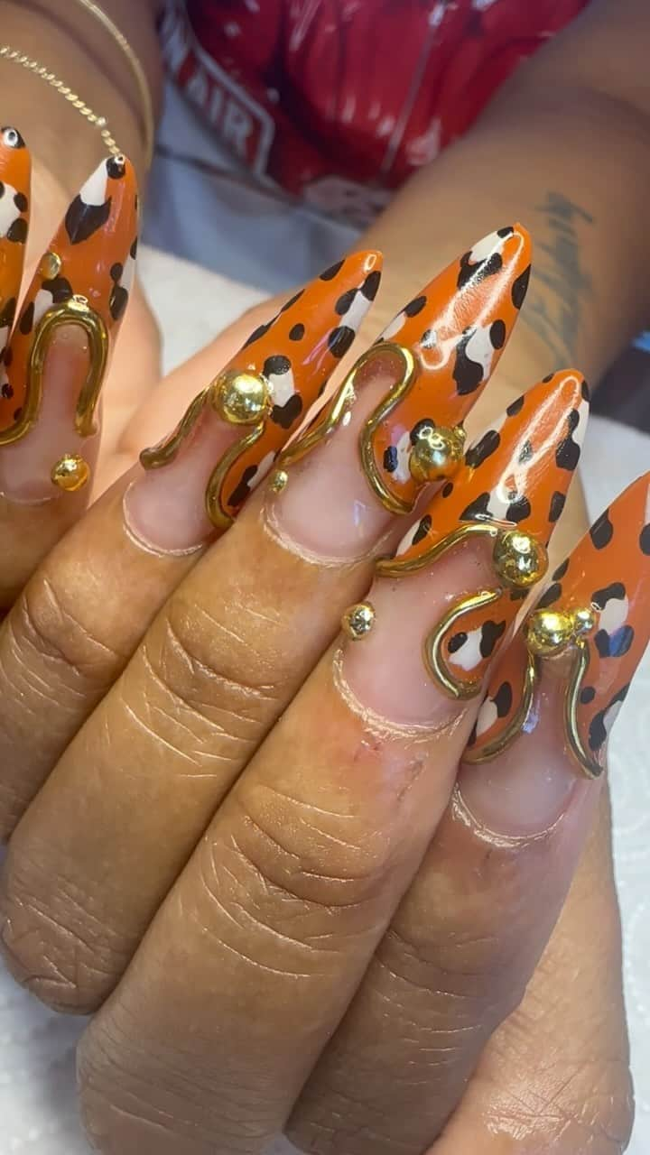 安田直美のインスタグラム：「🐆🐆🐆   #gelx #leopard #nailart」