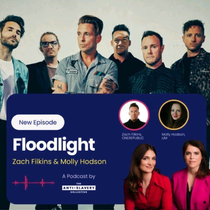 OneRepublicのインスタグラム：「Ending slavery requires all of us. @OneRepublic, IJM and The Anti-Slavery Collective have come together to share a special podcast conversation! Zach from OneRepublic spoke with Molly from IJM UK, HRH Princess Eugenie and Jules for the ‘Floodlight’ podcast 🎙️ all about the band's passion to end slavery.  Listen out for:   - What happened when OneRepublic visited IJM’s office in the Philippines 🇵🇭 - Survivors OneRepublic have met – and how their hope has inspired them! ✨ - How the music can raise awareness which leads to action 🎸  Search ‘OneRepublic Floodlight’ wherever you get your podcasts or visit IJMUK.org/1R」