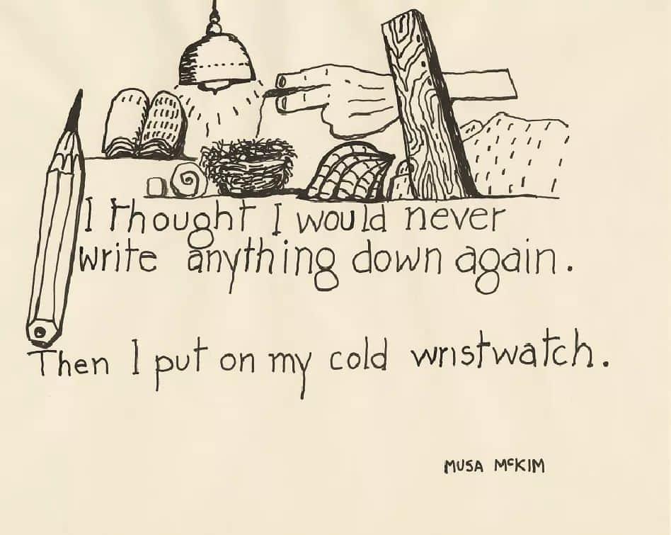 テート・ギャラリーのインスタグラム：「Guston lived to paint, but also loved poetry. ❤️ He created 'poem-pictures,' illustrations of everyday items to accompany poems, for his wife, poet Musa McKim and others. ‘Throughout his life, he always felt a certain allegiance to poetry,’ said his daughter Musa Mayer. ‘I think it’s because of the way symbols and imagery are used to suggest something larger, something deeper.’ ✐⌚💡  Click the link in today's bio to read more about what makes Guston's work so complicated and yet human. Visit the artist's major retrospective at #TateModern until 24 February 2024.  🎟️ Members go free.」