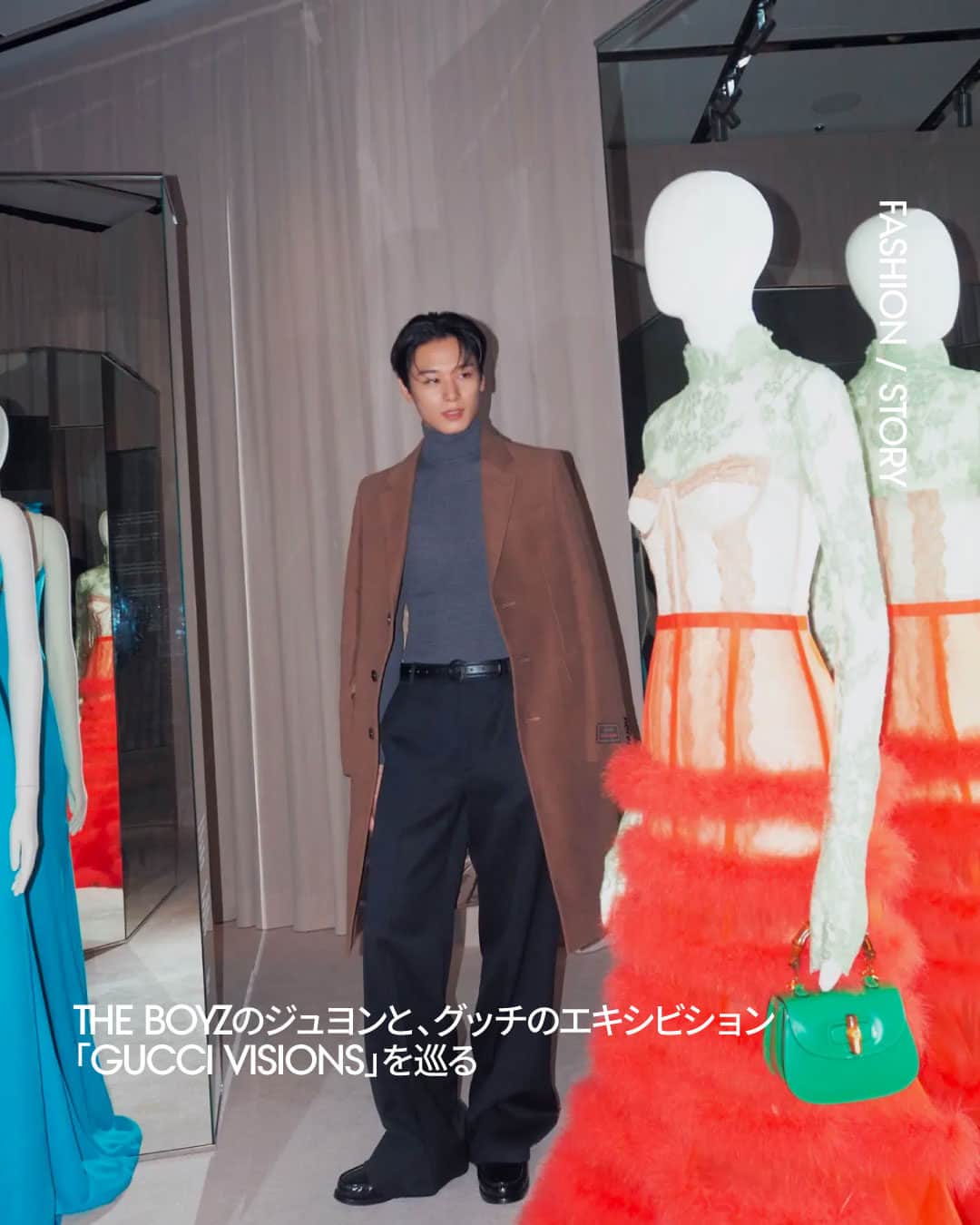 VOGUE JAPANのインスタグラム：「#グッチ 銀座にて開催中の#GucciVisions に#TheBoyz の#ジュヨン が来場💫歴史やクラフツマンシップなど、様々な角度からブランドのレガシーを編纂したエキシビションの見どころをナビゲート。 続きはプロフィールのリンクより🔗 #voguejapan_fashion」