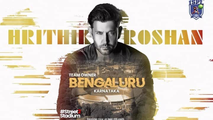 リティク・ローシャンのインスタグラム：「Life comes full circle from growing up playing cricket on the streets with my friends, to now being the Proud Team Owner of the Bengaluru Team for Indian Street Premiere League T10! 🏏  It’s time to go from #Street2Stadium with @ispl_t10. Join my squad , Register Now (link in bio)  #NewT10Era #EvoluT10n @advocateashishshelar @amol_kale76 @surajsamat @ravishastriofficial @hrxbrand」
