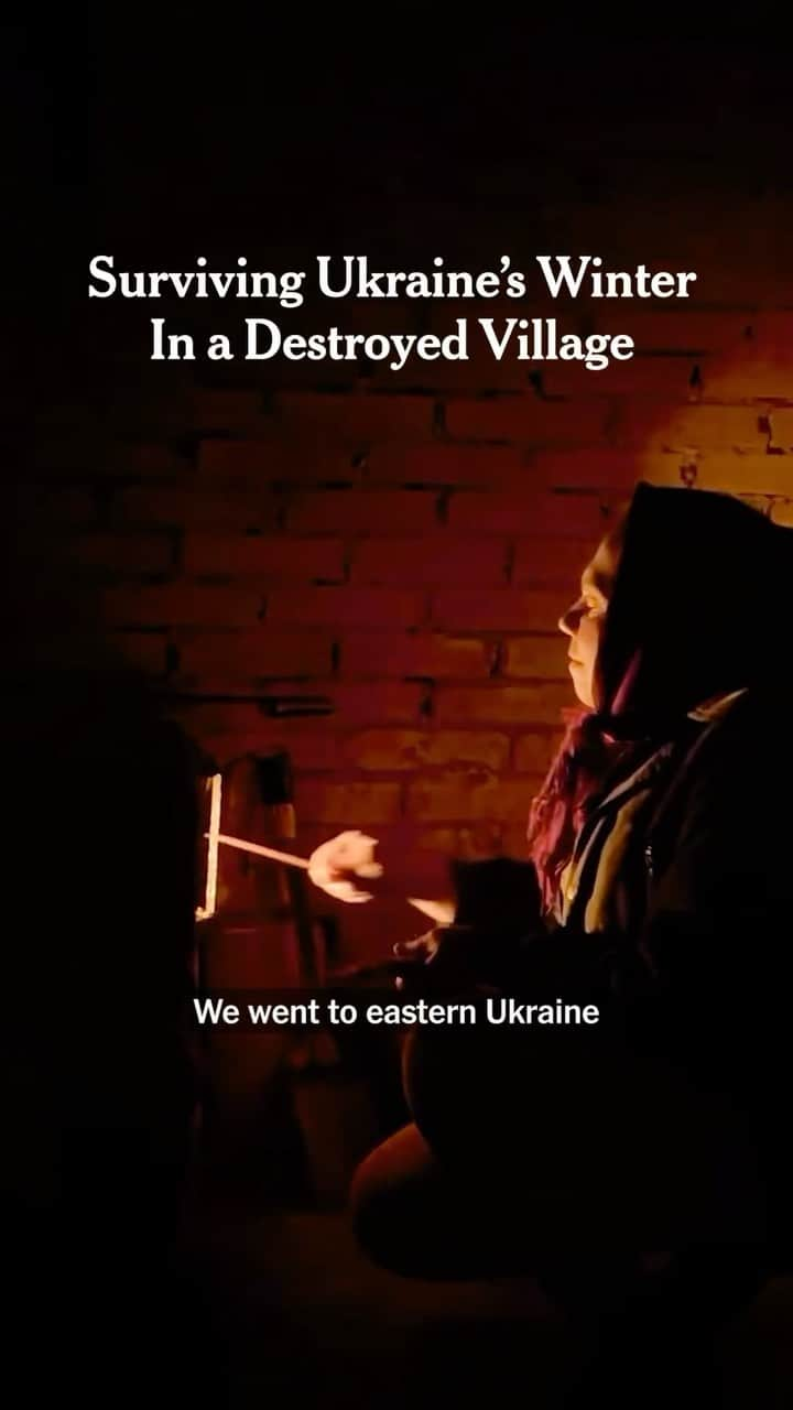 ニューヨーク・タイムズのインスタグラム：「Surviving Winter in a Decimated Ukrainian Village  Winter in Ukraine’s eastern steppe brings with it an inescapable cold. The wind blowing through the damaged homes, the shattered windows, the chill in your bones — they feel as if they will be permanent.  The villages of Topolske, Mala Komyshuvakha, Brazhkivka and Sulyhivka were ravaged from relentless artillery barrages and airstrikes after Moscow launched its full-scale invasion early last year.  What lies ahead for these residents is a complicated amalgam of resource management, perseverance and the faith that will get them through the coming days and freezing nights.  For now, they are on their own. Everything, it seems, needs repair. The ground beneath the power lines must be cleared of mines before they can be restrung. Gas pipes require mending. Damaged roofs and windows must be covered by tarps, plastic and tin sheeting.  Tap the link in our bio to read about how Ukrainians are surviving the winter. Video by @emileducke, Rebecca Suner, James Surdam」