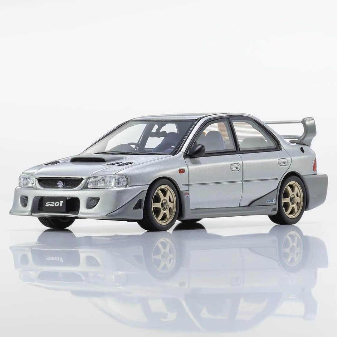 kyosho_official_minicar toysのインスタグラム：「. 1:43 scale Resin Model Subaru Impreza S201 Silver No.KSR43117S #subaru #sti #kyosho impreza #s201 #wrx #京商 #スバル #インプレッサ」