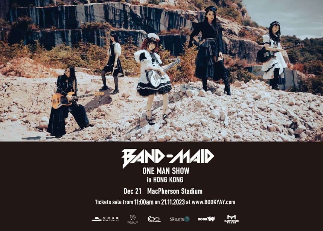 BAND-MAIDさんのインスタグラム写真 - (BAND-MAIDInstagram)「BAND-MAID will hold a performance in Hong Kong! Tickets are on sale now!!  ▼ ▽ ▼ ▽ ▼ 門 票 公 開 發 售 詳 情 ▼ ▽ ▼ ▽ ▼ 2023年 11 月 21 日（星期二） 早上 11 時起 https://www.bookyay.com . ▽ ▼ ▽ ▼ ▽ ▼ 演 出 詳 情 ▼ ▽ ▼ ▽ ▼ ▽ 《BAND-MAID  ONE MAN SHOW in Hong Kong 2023》 演出日期：2023年 12月 21 日（星期四） 演出地點：旺角麥花臣場館 演出時間：晚上 8 時正 門票： 港幣 $888(企位)／ $888（座位）／ $688（座位） 主辦單位：光尚娛樂 聯合主辦單位：Daymaker Creatives、CCY Entertainment 全力支持：Singleton  ▽ ▼ ▽ ▼ ▽ ▼ Ticketing ▼ ▽ ▼ ▽ ▼ ▽ Ticket Sales Open: 21 Nov, 2023 (Tuesday) Starting from 11:00 AM www.bookyay.com . ▽ ▼ ▽ ▼ ▽ ▼ Concert Details ▼ ▽ ▼ ▽ ▼ ▽ 《BAND-MAID  ONE MAN SHOW in Hong Kong 2023》 Concert Date: 21 December, 2023 (Thursday) Venue: MacPherson Stadium, Mongkok Showtime: 8:00 PM Tickets: HKD $888 (Standing) / $888 (Seating) / $688 (Seating) Organizer: SSU Entertainment HK Co-organizer: Daymaker Creatives, CCY Entertainment Supported By: Singleton  #bandmaid #hongkong」12月17日 15時29分 - bandmaid.jp