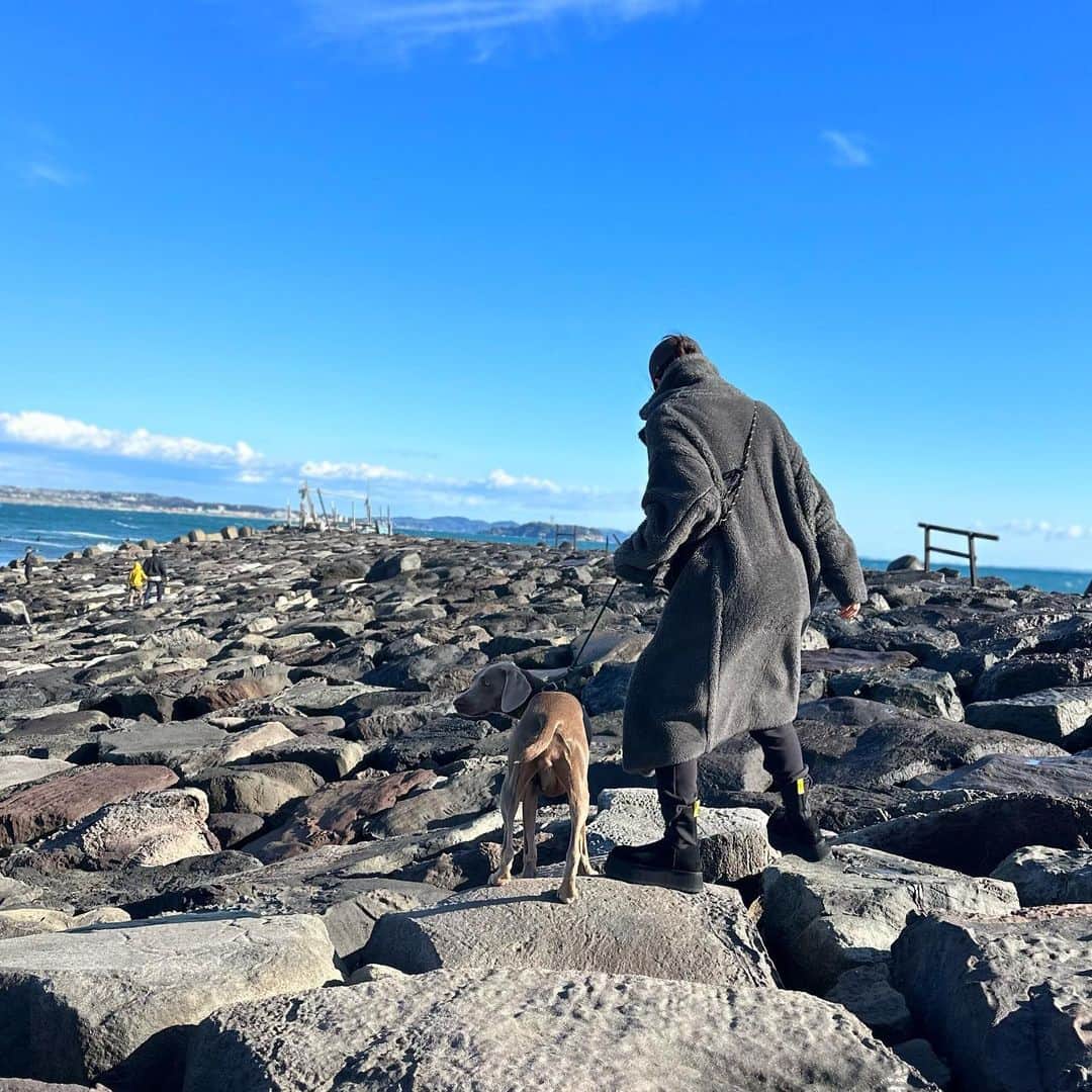 鈴木六夏さんのインスタグラム写真 - (鈴木六夏Instagram)「海。 石の上、へっぴり腰、私。」12月17日 21時10分 - rikuka.62