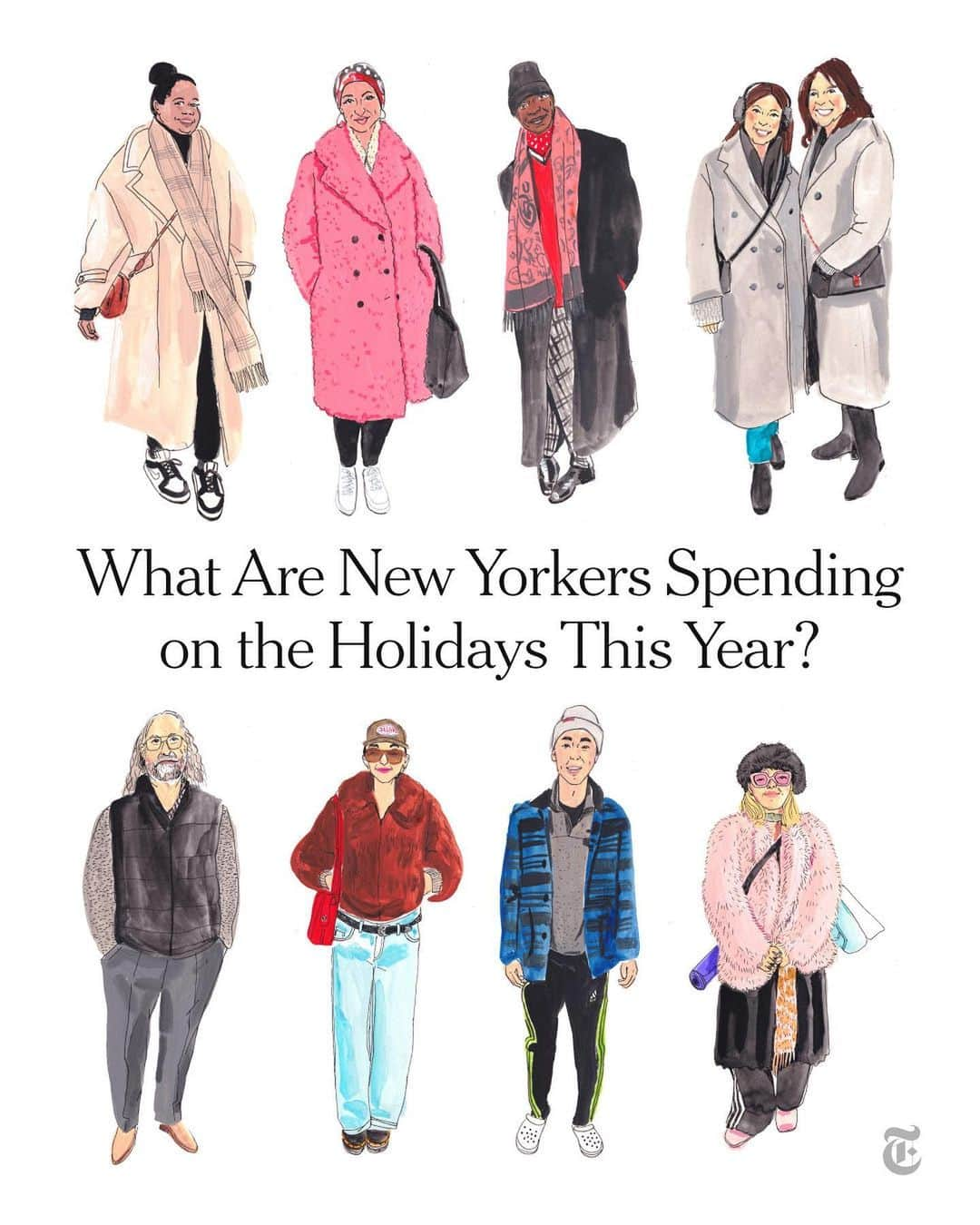 ニューヨーク・タイムズのインスタグラム：「The holidays can be festive and joyous, but they can also be a strain financially. This season, Americans plan to spend $1,652 on average, which is 14% higher than last year, according to one survey. At the same time, people are feeling the crunch of inflation, student loan repayments (which resumed this fall) and dwindling savings accounts.  @shainafeinberg and @juliarothman hit the streets of New York to find out how people are feeling about the most expensive time of the year. Tap the link in our bio to read from all 17 people they spoke to.」