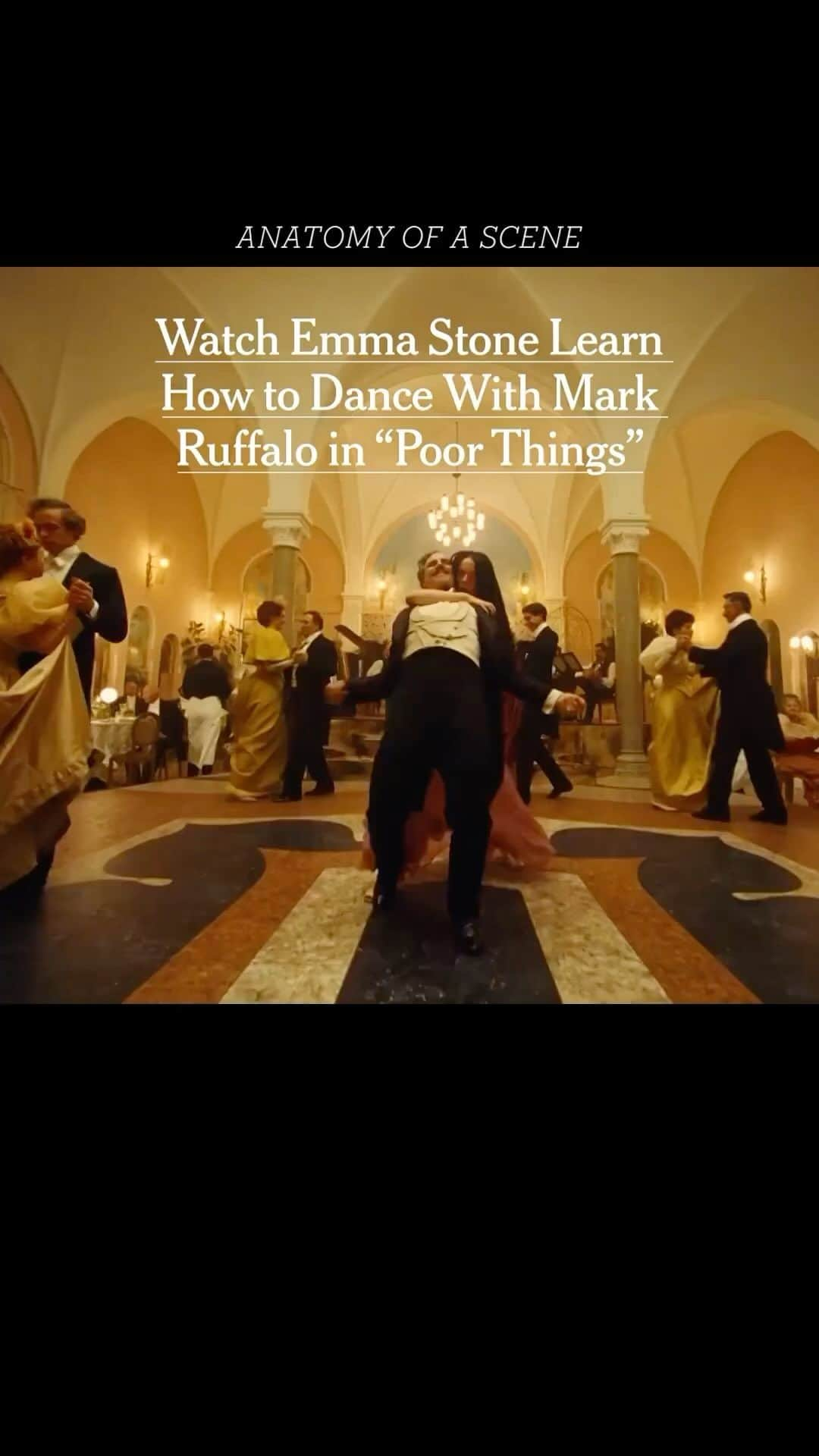 ニューヨーク・タイムズのインスタグラム：「Anatomy of a Scene: “Poor Things” Starring Emma Stone  How do you go about choreographing a dance sequence for a character who has never danced before? That was the challenge in this moment from “Poor Things,” which stars Emma Stone as a woman with the mind of a baby who, moment by moment, begins to find her footing.  Director Yorgos Lanthimos gives the New York Times a behind-the-scenes breakdown of this scene from his latest film.  Read the full New York Times review of “Poor Things” at the link in bio.」