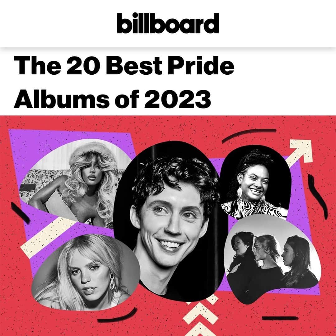 Billboardのインスタグラム：「From major label pop albums to introspective indie projects, LGBTQ+ artists brought their artistic visions to life throughout 2023. 💿🌈⁠ ⁠ To close out a massive year, Billboard rounds up the 20 best pride albums at the link in bio. ⁠」