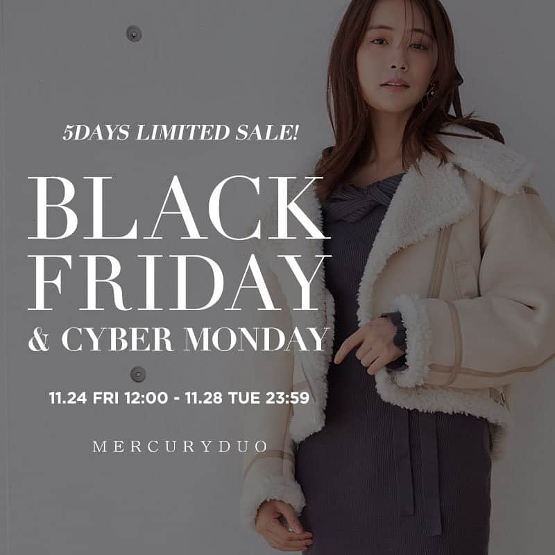 MERCURYDUOのインスタグラム：「《 WEBINFO 》 ⁡ ／ 　BLACK FRIDAY  &CYBER MONDAY ＼ ⁡ ⁡  5日間限定開催中✔︎ 11.24 FRI 12:00 -  11.28 TUE 23:59 ⁡ ⁡①BLACK FRIDAY ⁡ ② セールアイテムがポイント20倍  ③新作&セールアイテムが 　２BUY10%OFF 　３BUY15%OFF 　５BUY20%OFF  ④対象の予約アイテムが10%OFF  @miyukichan919  #渡辺美優紀 さんWEBマガジンも 本日より公開開始✔︎ ⁡ ⁡ 詳細は @mercuryduo_styling トップURL、 またはストーリーからCHECK！ ⁡ ＿＿＿＿＿＿＿＿＿＿＿＿＿＿ ㅤ ⁡ @mercuryduo_com ⁡ #MERCURYDUO #マーキュリーデュオ #公式通販runwaychannel ⁡ ＿＿＿＿＿＿＿＿＿＿＿＿＿＿ ㅤㅤ」