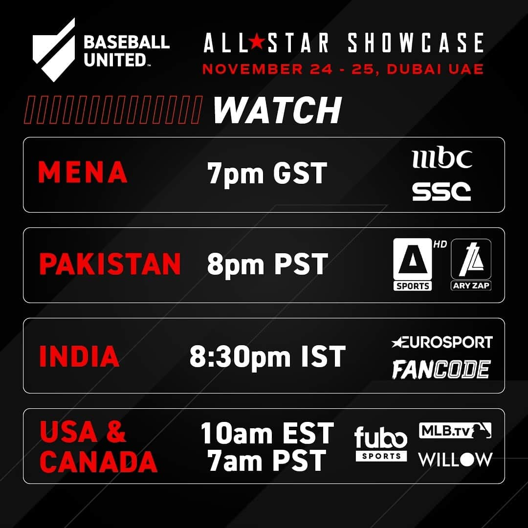 ニック・スウィシャーのインスタグラム：「WHERE & WHEN TO WATCH TONIGHT!!! @baseballunited   #baseball #baseballunited #baseballlife #baseballmom #thanksgiving #dubai #dubailife #mlb」