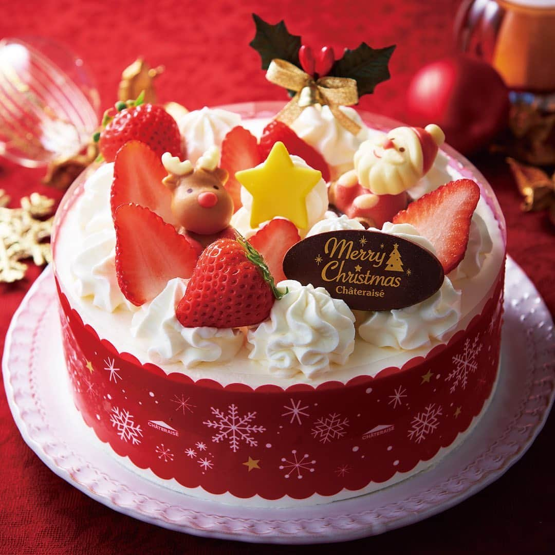 シャトレーゼ Chateraiseのインスタグラム：「クリスマスケーキのご予約はお済ですか？  11/30までにXmasデコレーションケーキのご予約＆ご入金でカシポポイント5倍。お得なうちにご予約くださいね。  写真は、サンタさんが主役のクリスマスケーキ「Xmasショートデコレーション」。  みずみずしい苺の間には、チョコレートでできたかわいらしいサンタさんとトナカイ。チョコレートの輝く星を囲んで、一緒にクリスマスをお祝いしましょう。  #シャトレーゼ #chateraise #クリスマス #クリスマスケーキ #クリスマスパーティー #おうちクリスマス #クリスマススイーツ #クリスマスケーキ予約 #クリスマス準備 #ケーキ #苺 #いちご #サンタクロース #サンタ #サンタさん #トナカイ」