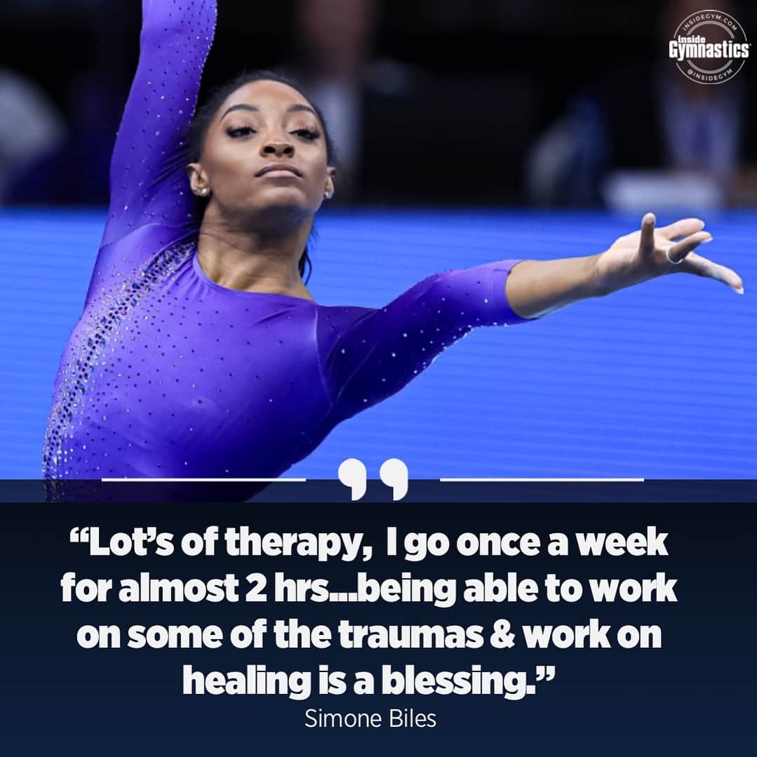 Inside Gymnasticsのインスタグラム：「Simone Biles revealed that therapy has been a key component of her successful return to gymnastics competition. She now stands as the most decorated gymnast of all time.  #simonebiles #simone #simonebilesfan #gymnastics」