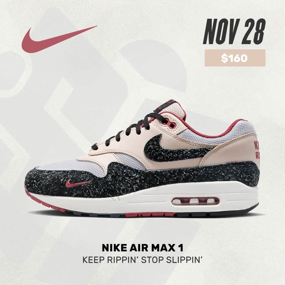 Sneaker Newsのインスタグラム：「#SNReleaseAlert : The Nike Air Max 1 Keep Rippin' Stop Slippin' is set for an official drop on November 28th ($160). Tap the link in our bio for full details...」