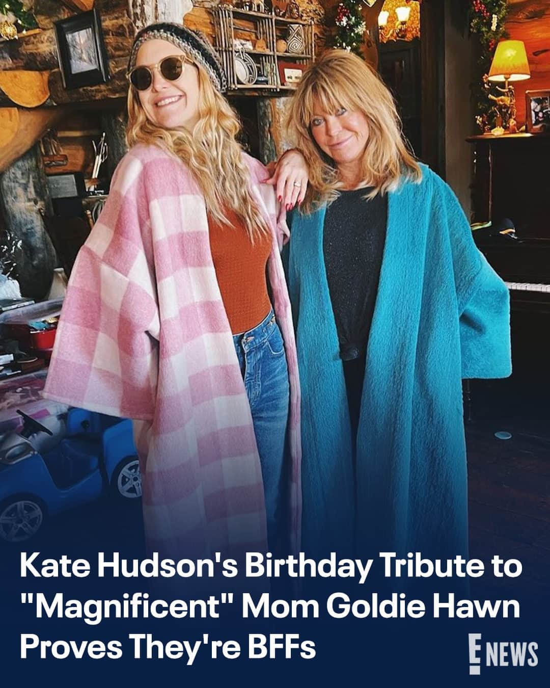 E! Onlineのインスタグラム：「Kate Hudson got her knives out— to cut her mom's birthday cake. ❤️ Her loving tribute to Goldie Hawn is at the link in bio. (📷: Instagram)」