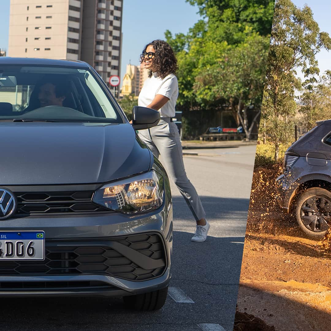 Volkswagen do Brasilさんのインスタグラム写真 - (Volkswagen do BrasilInstagram)「Na agitação da cidade ou na aventura do campo? É só você escolher! O Polo Track está pronto para a sua aventura. #VWBrasil #PoloTrack  #VWParaTodos Carrossel com três imagens estáticas. A primeira e a segunda são uma imagem dividida em duas de um Polo cinza visto de frente e estacionado em uma rua de asfalto. Uma pessoa está sentada no banco do motorista enquanto mais 3 pessoas entram no carro, uma pela porta do passageiro e as outras duas pelas portas traseiras, uma de cada lado. A segunda é um Polo cinza passando por uma estrada de terra e jogando lama para o alto.」11月24日 7時37分 - vwbrasil