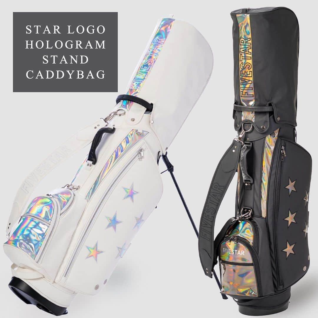 FIVESTARさんのインスタグラム写真 - (FIVESTARInstagram)「☆  --------------------------------  ★ STAR LOGO HOLOGRAM STAND CADDYBAG ★  ホログラムの光が煌めく魅惑的なキャディバッグ。 周囲の光に反射し、変幻自在な色彩と輝きを放ちます。  - Color lineup - ・WHITE ・BLACK  --------------------------------  ★ オンラインショップにてその他商品、多数販売中 ★ プロフィールのURLから是非お越しください☺︎☆  --------------------------------  ★ SHOP LIST ★  愛知県 セントクリークGC スズキゴルフ パインズGC  岐阜県 スプリングフィールドGC レイクグリーンGC  福岡県 ゴルフウェアショップ825 ザ・クイーンズヒルGC  大分県 G's Factory  宮崎県 ゴルフギャラリーTAKUMI  --------------------------------  #pga #lpga #ゴルフ #ゴルフウエア #ゴルフウェア #ゴルフ女子 #ゴルフ男子 #ゴルフ好き #ユニセックス #ユニセックスコーデ #カップルコーデ #ファイブスター #ファッション #アパレル #ゴルフアパレル #星 #5 #キャディバッグ  #スタンド  #スタンドキャディバッグ  #ホログラム  #golf #fivestar #five #star #골프 #高尔夫」11月26日 8時50分 - 5five_star5