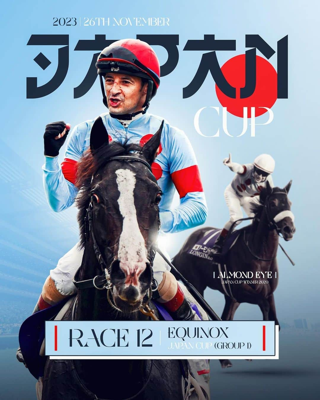 クリストフ・ルメールのインスタグラム：「Excited for Japan Cup weekend! 🐎🤞🏼 #Equinox #JapanCup #CL」