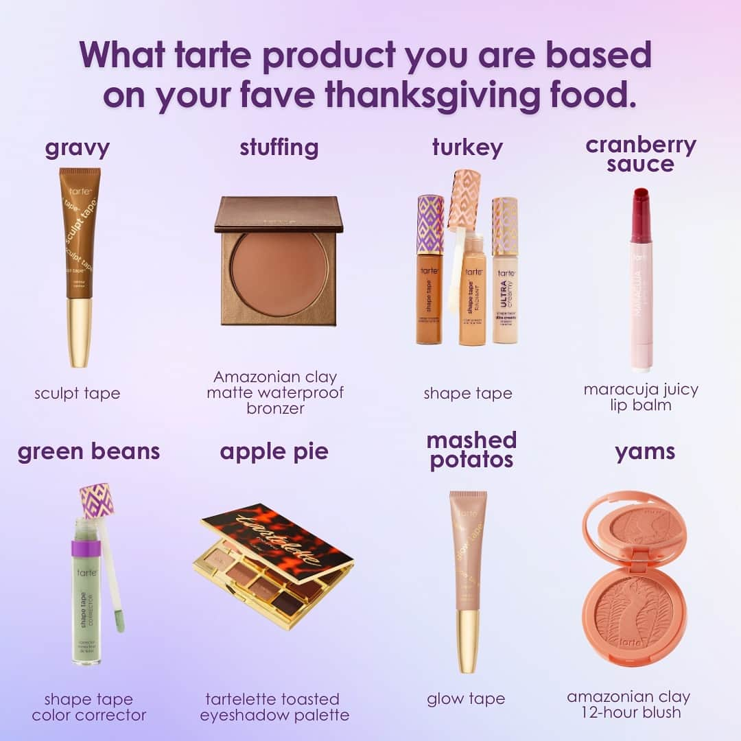 Tarte Cosmeticsのインスタグラム：「What tarte product are you?! 👀🍽️  #tartecosmetics #rethinknatural」