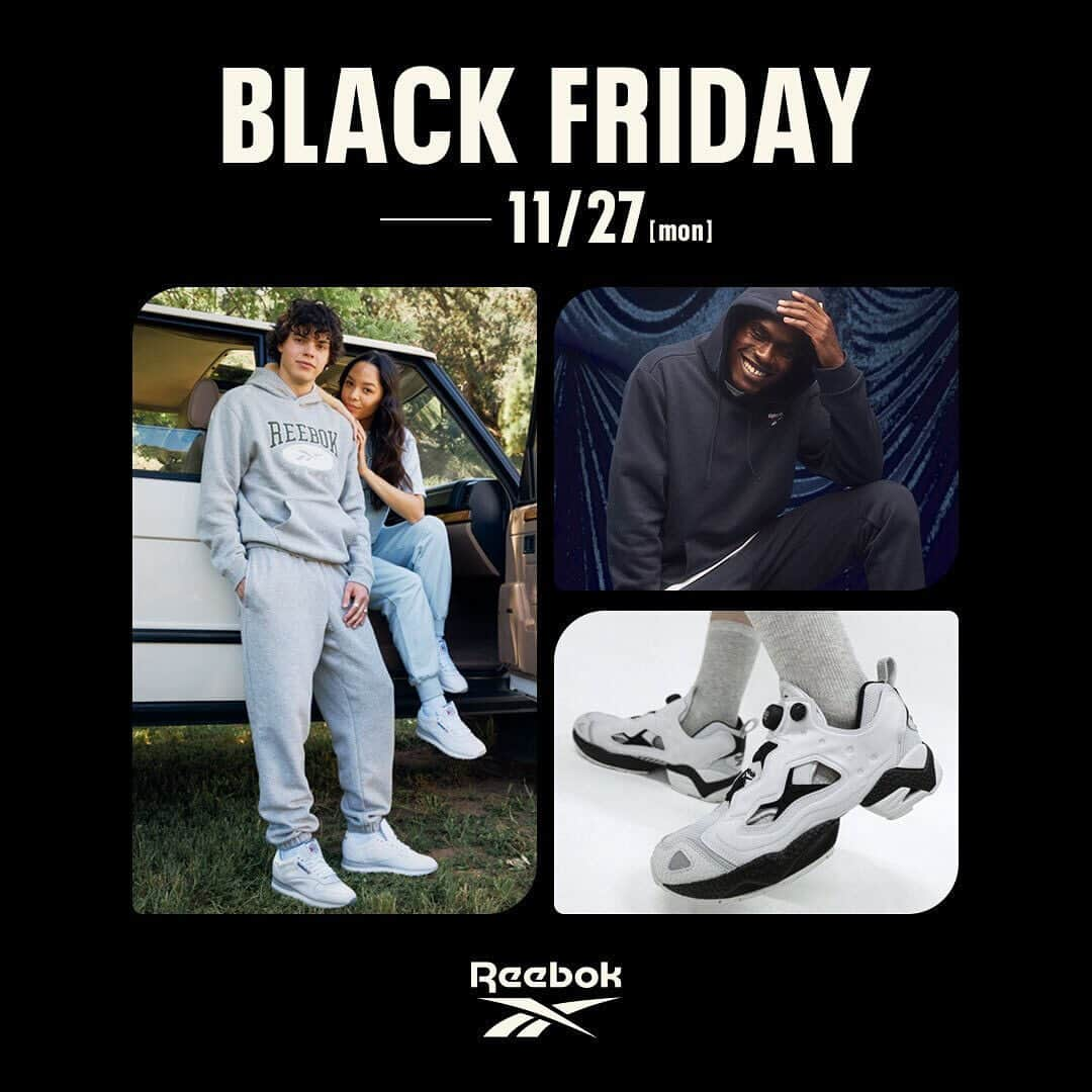 Reebok JPさんのインスタグラム写真 - (Reebok JPInstagram)「Reebok BLACK FRIDAY!!  📍～2023/11/27(MON)  最大80%OFFのブラックフライデーセールを開催中！  目玉アイテムのポンプフューリーや、今の季節にピッタリのフーディ、トレーナーなど。 ブラックフライデー限定のアイテムも多数。  プロフィールリンク🔗から リーボック公式オンラインストアをチェック💡  #Reebok #リーボック #BLACKFRIDAY #ブラックフライデー  -------------------- Reebok BLACK FRIDAY!!  📍～2023/11/27(MON)  Black Friday sale with up to 80% off!  The featured item is INSTAPUMPFURY, as well as hoodies and sweatshirts that are perfect for the current season. Many items are exclusive to BLACK FRIDAY.  Check out Reebok official online store 💡 --------------------」11月24日 10時00分 - reebokjp