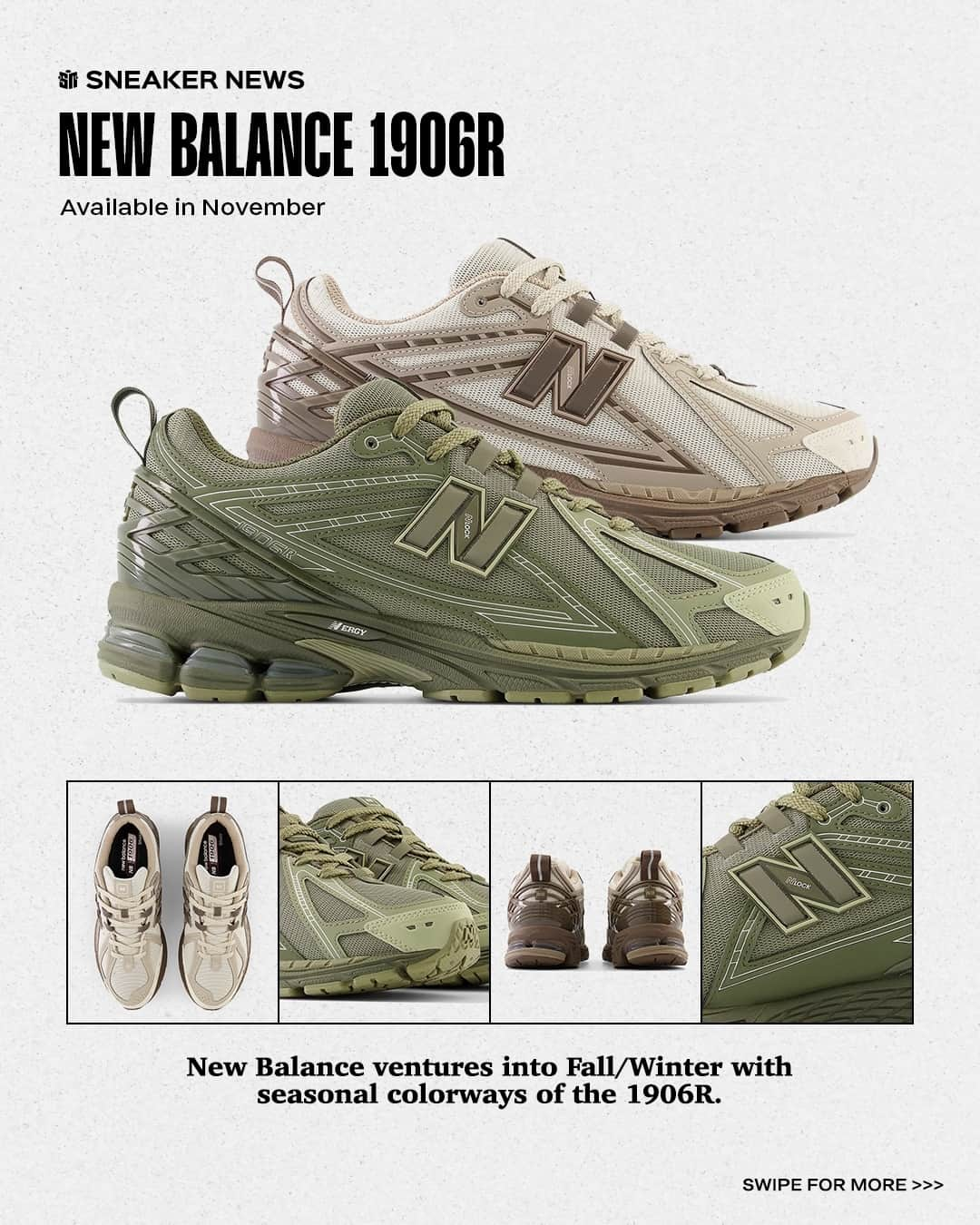 Sneaker Newsのインスタグラム：「New Balance is saving some of its best 1906R releases for last. Tap the link in our bio to see four upcoming colorways to close out 2023.」