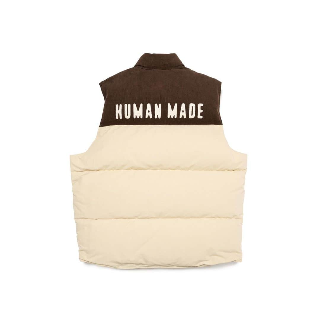 HUMAN MADEさんのインスタグラム写真 - (HUMAN MADEInstagram)「"REVERSIBLE DOWN VEST” will be available at 25th November 11:00am (JST) at Human Made stores mentioned below.  11月25日AM11時より、"REVERSIBLE DOWN VEST” が HUMAN MADE のオンラインストア並びに下記の直営店舗にて発売となります。  [取り扱い直営店舗 - Available at these Human Made stores] ■ HUMAN MADE ONLINE STORE ■ HUMAN MADE OFFLINE STORE ■ HUMAN MADE HARAJUKU ■ HUMAN MADE SHIBUYA PARCO ■ HUMAN MADE 1928 ■ HUMAN MADE SHINSAIBASHI PARCO ■ HUMAN MADE SAPPORO  *在庫状況は各店舗までお問い合わせください。 *Please contact each store for stock status.  コーデュロイの切り替えと総柄のハートモチーフという、異なる表情が楽しめるリバーシブル仕様のダウンベスト。コーデュロイサイドのモチーフはチェーン刺繍で表現されています。  Reversible down vest with alternating designs inside and out. One side features a color-block design with corduroy panels and chain-stitched motifs, while the other is covered with an all-over heart pattern.」11月24日 11時14分 - humanmade