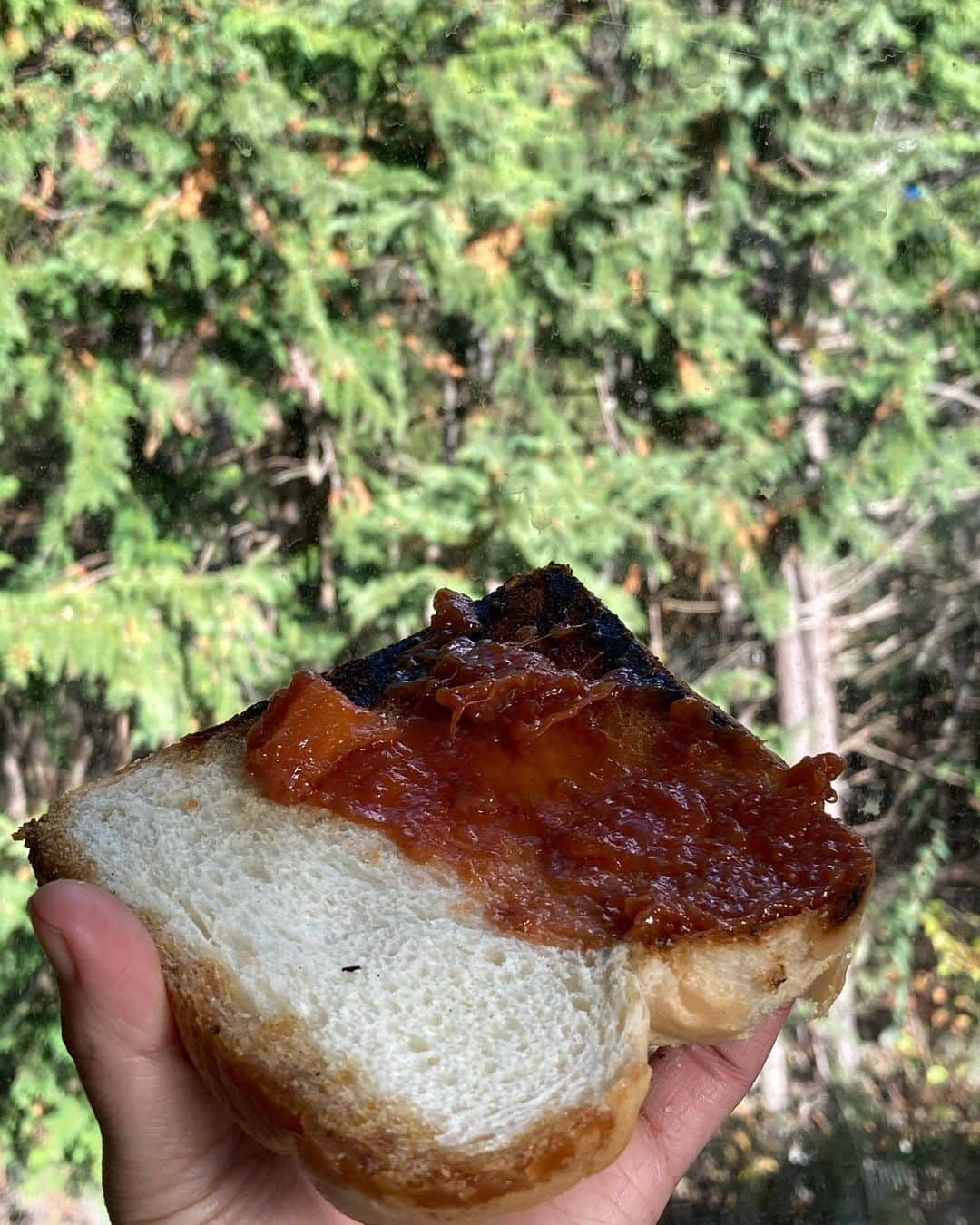 斎藤なりさんのインスタグラム写真 - (斎藤なりInstagram)「柿ジャム作ってもらってパンに塗って食べた！ ついでに目玉焼きも焼いて食べた🍞」11月24日 23時00分 - nari_eye