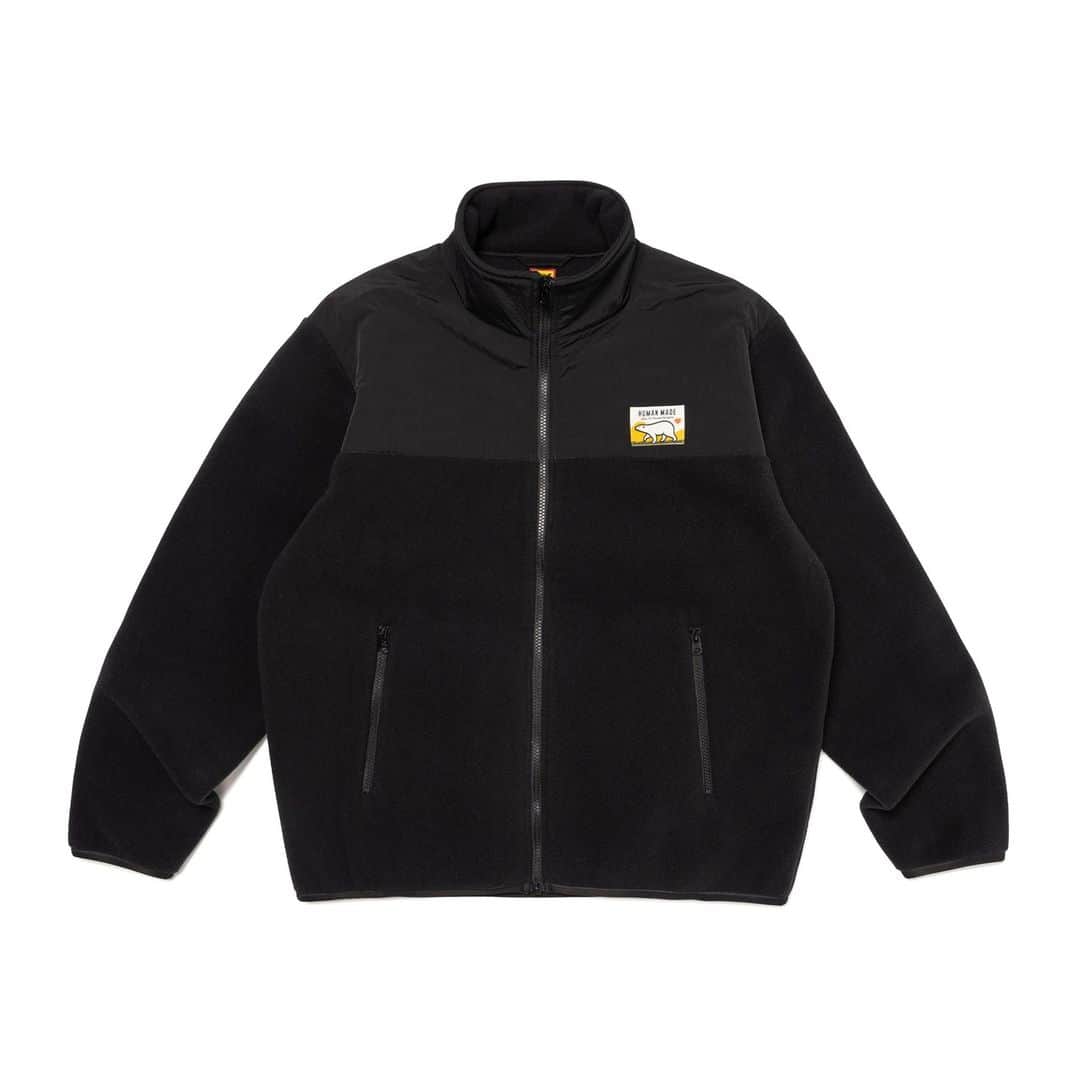 HUMAN MADEのインスタグラム：「"FLEECE JACKET” will be available at 25th November 11:00am (JST) at Human Made stores mentioned below.  11月25日AM11時より、"FLEECE JACKET” が HUMAN MADE のオンラインストア並びに下記の直営店舗にて発売となります。  [取り扱い直営店舗 - Available at these Human Made stores] ■ HUMAN MADE ONLINE STORE ■ HUMAN MADE OFFLINE STORE ■ HUMAN MADE HARAJUKU ■ HUMAN MADE SHIBUYA PARCO ■ HUMAN MADE 1928 ■ HUMAN MADE SHINSAIBASHI PARCO ■ HUMAN MADE SAPPORO  *在庫状況は各店舗までお問い合わせください。 *Please contact each store for stock status.  バックのハートチーフの切り替えが特徴的なフリースジャケット。フロントにはシロクマのネームタグがワンポイントで付いています。  Fleece jacket with a heart-shaped panel on the back in an alternate color. A polar bear name tag features on the front.」