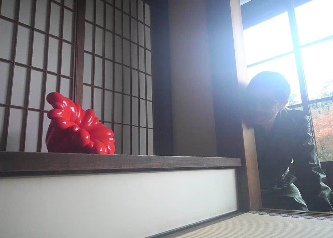 谷中敦のインスタグラム：「敬愛するSHUN SUDOが京都 祇園の建仁寺、両足院にて、特別展示『MOMENTARY』を開催しているので観に行ってきました。モダンアートなのに両足院に自然に馴染んでいる作品たちに、SHUN SUDOの心の奥深さを見る思いで、新たなスタンダード化の予感を感じさせました。『ETERNAL MOMENT』と題された屏風作品も圧巻。12/7まで。」
