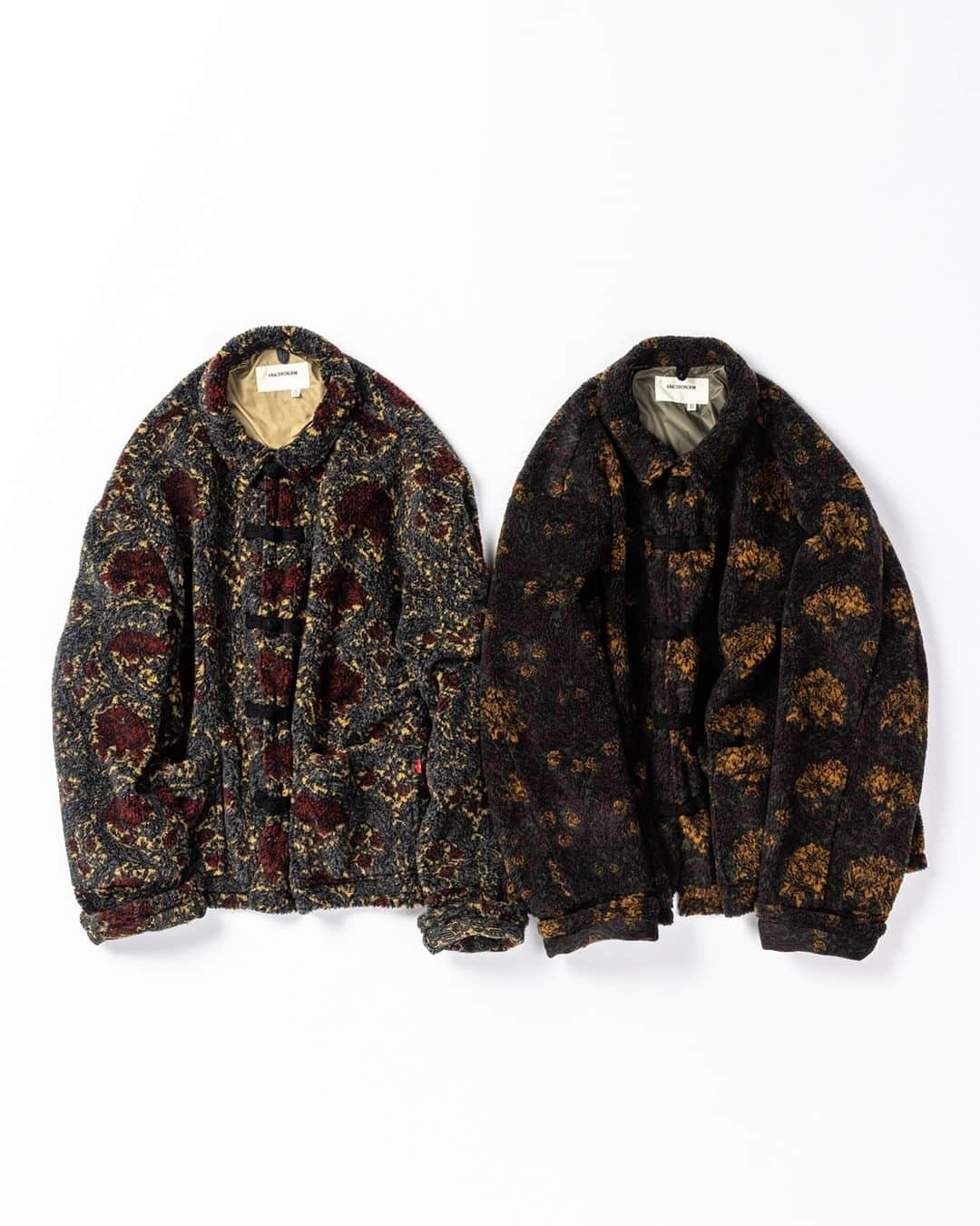 アナクロノームのインスタグラム：「. AN260 FLEECE CHINA JACKET RED×GRAY YELLOW×BROWN」