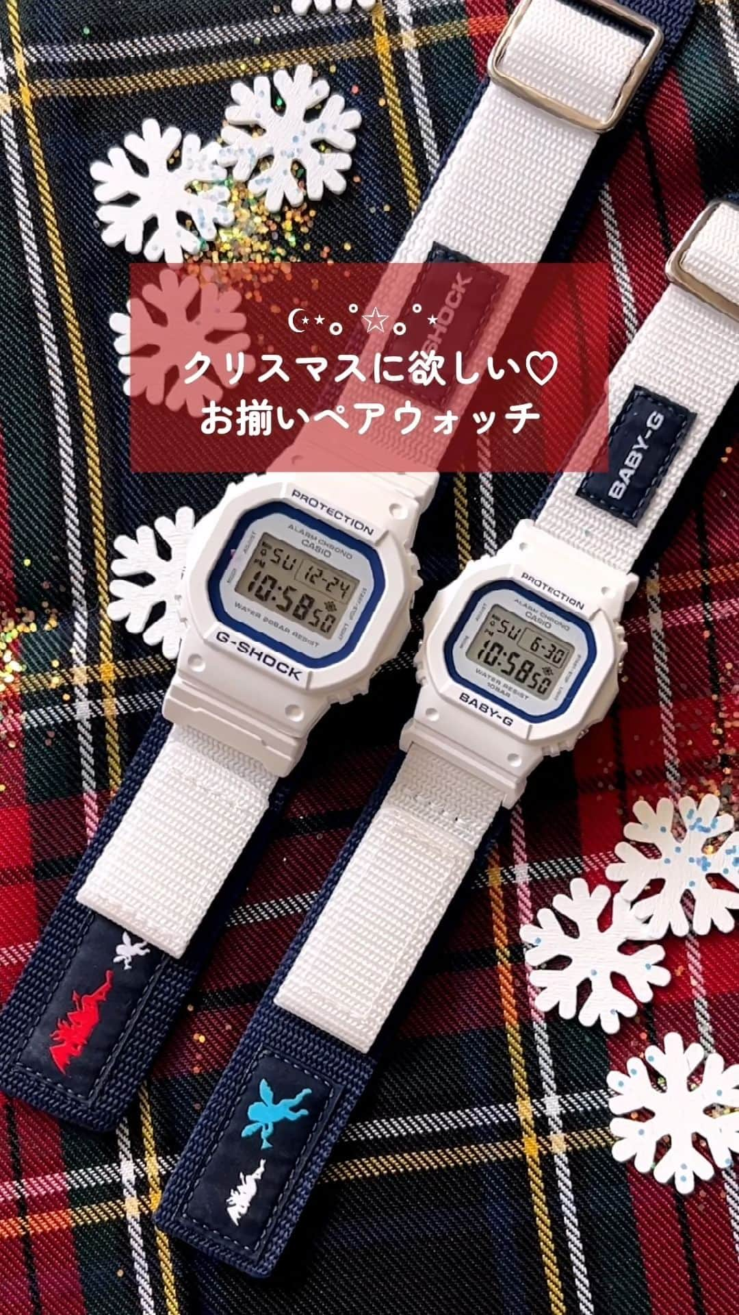 CASIO BABY-G Japan Officialのインスタグラム：「さりげない天使と悪魔のモチーフが かわいいペアの『 #ラバコレ 』LOV-23Aシリーズ🌟  ホワイト×ネイビーのベーシックカラーで 制服にも私服にも合わせやすいデザイン💖  クリスマスにぜひお揃いにしてみてくださいね🎄🎅  －－－－－－－－－－  LOV-23A-7JR ￥32,450 *tax included  －－－－－－－－－－  BABY-Gのアカウントでは他にも カラフルな商品を随時発信中📱✨  プロフィールから他の投稿もチェックして お気に入りを見つけてね💖 👉@babyg_jp  #casio #babyg #baby_g #babyg_jp #watch  #カシオ #ベイビージー #babygコーデ #時計 #腕時計 #GSHOCK #G_SHOCK #おそろコーデ #クリスマスプレゼント #カップルコーデ #おそろい #xmasプレゼント #xmas #手元コーデ #シミラールック #ペアウォッチ #プレゼント #お揃い #シンプルコーデ #秋冬コーデ #冬コーデ #リンクコーデ #LOV23A #ラバーズコレクション」