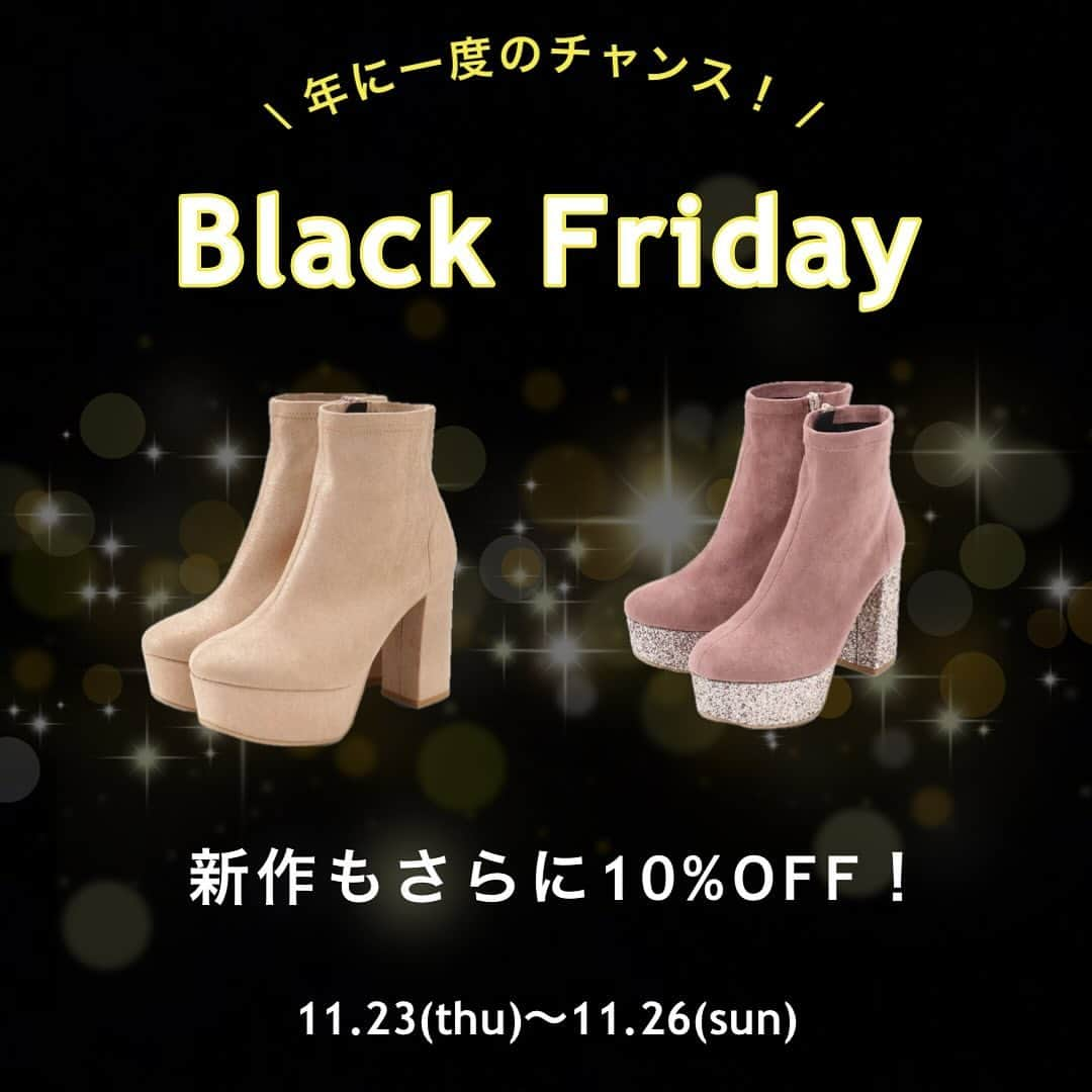 エスペランサ公式のインスタグラム：「𝗕𝗹𝗮𝗰𝗸 𝗙𝗿𝗶𝗱𝗮𝘆 𝘀𝗮𝗹𝗲  年に一度！＼BLACK FRIDAY SALE!／  本格的な冬の前にブラックフライデーの SALEでお得にシーズンアイテムをGET！！ 新作も今なら10％OFFで買えちゃいます！！  オンラインストアMAX60％OFFの大特価です⭐︎ お見逃しなく！  期間:11.26(sun)まで  #エスペランサ  #厚底ブーツ #厚底 #プラットフォーム #プラットフォームシューズ #ショートブーツ #クリスマスギフト  #クリスマスプレゼント #リキッドグリッター #グリッター」