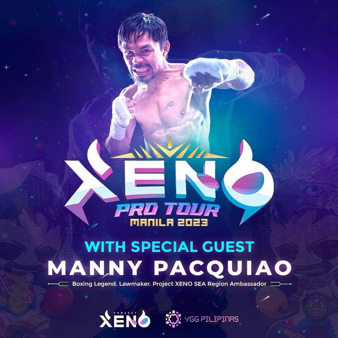 マニー・パッキャオのインスタグラム：「On November 25, Saturday, I’ll be at the Samsung Hall in BGC, Taguig, to join the first-ever XENO Pro Tour. Join me as I join Web 3 gaming history. This is an offline esports tournament for the hit PvP game, Project XENO, for which I’m the SEA Region Ambassador! Couldn’t be prouder for the Philippines as a Web3 gaming hub.  Tara, laban? See you on #XPTManila2023!  #XENO #Web3 #MannyPacquiao」