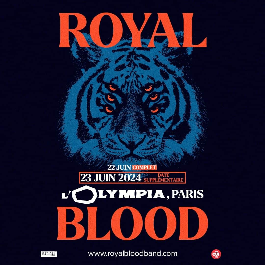 ロイヤル・ブラッドのインスタグラム：「Due to extra demand, we’re excited to be adding an additional night at L’Olympia, tickets go on sale at 12pm CET today」